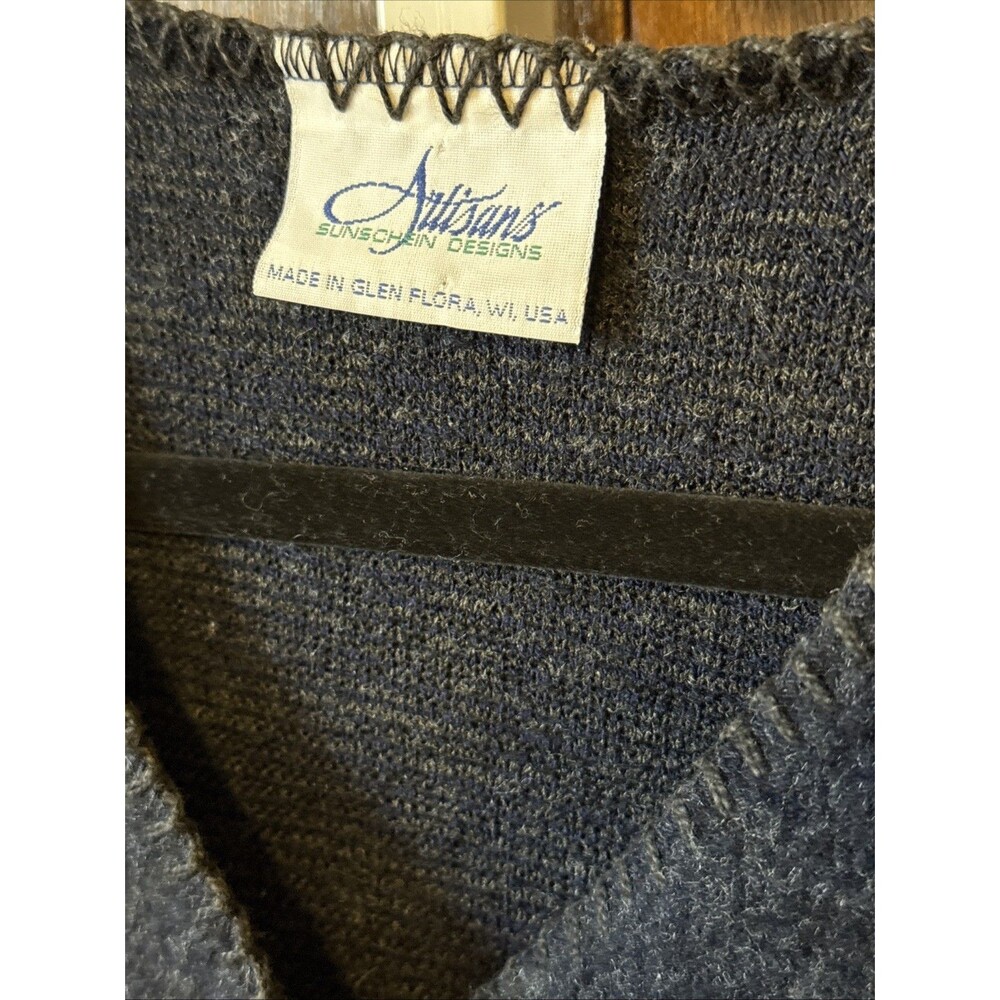 Artisan Designs Vintage Sweater Vest Navy W/Pockets Embroidery Sz 2X Made In USA - Picture 4 of 7